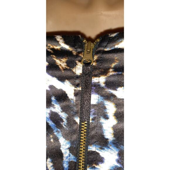 Guess Corset Dress Sz 2 Black Blue Bodycon Bustier Coquette Animal Print Stretch - Picture 9 of 16